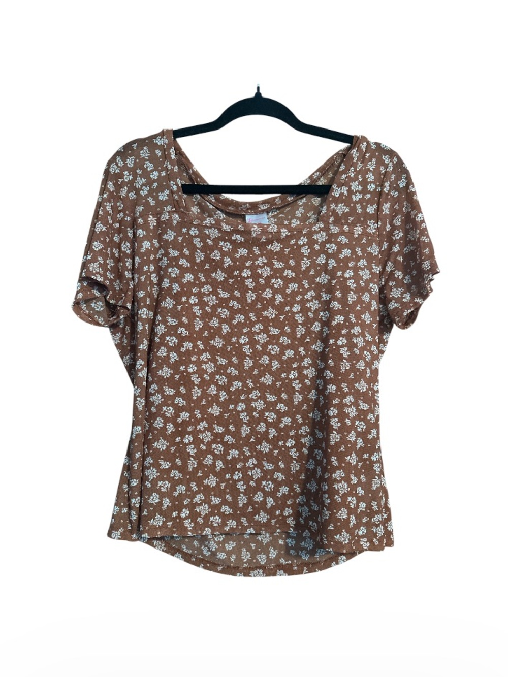 No Boundaries Rust Floral Square-Neck Tee